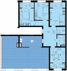 ЖК «Pixel», планировка 3-комнатной квартиры, 87.15 м²