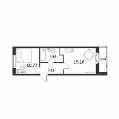 ЖК «Chkalov», планировка 1-комнатной квартиры, 36.91 м²