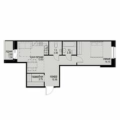 ЖК «iD Svetlanovskiy», планировка 1-комнатной квартиры, 50.57 м²
