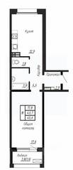 ЖК «Сибирь», планировка 1-комнатной квартиры, 45.60 м²