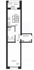 ЖК «Сибирь», планировка 1-комнатной квартиры, 47.10 м²