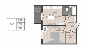 ЖК «Sertolovo Park», планировка 1-комнатной квартиры, 39.13 м²