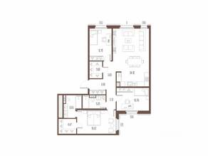ЖК «Сампсониевский, 32», планировка 3-комнатной квартиры, 106.76 м²