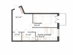 ЖК «СемьА», планировка 1-комнатной квартиры, 46.20 м²