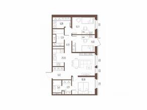 ЖК «Сампсониевский, 32», планировка 3-комнатной квартиры, 83.77 м²