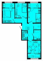 ЖК «Pixel», планировка 3-комнатной квартиры, 78.59 м²