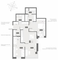 Апарт-отель «Zoom Черная речка», планировка 2-комнатной квартиры, 71.86 м²