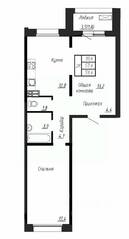 ЖК «Сибирь», планировка 2-комнатной квартиры, 59.40 м²