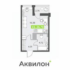 ЖК «Аквилон All in 3.0», планировка студии, 26.79 м²