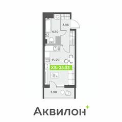 ЖК «Аквилон All in 3.0», планировка студии, 25.33 м²