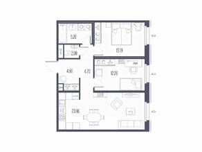 ЖК «Сампсониевский, 32», планировка 2-комнатной квартиры, 66.29 м²