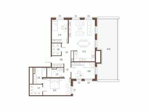 ЖК «Сампсониевский, 32», планировка 3-комнатной квартиры, 107.09 м²