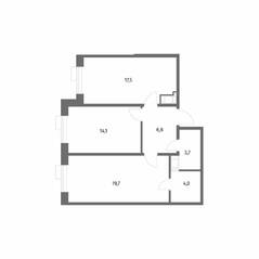 ЖК «Парусная 1», планировка 2-комнатной квартиры, 65.80 м²