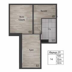 ЖК «Sertolovo Park», планировка 1-комнатной квартиры, 32.44 м²