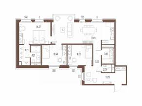 ЖК «Сампсониевский, 32», планировка 3-комнатной квартиры, 98.06 м²