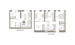 ЖК «Первый квартал», планировка 3-комнатной квартиры, 88.23 м²
