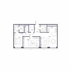 ЖК «Большой 67», планировка 2-комнатной квартиры, 92.81 м²