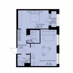 ЖК «ID Park Pobedy», планировка 1-комнатной квартиры, 52.74 м²