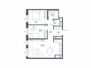 ЖК «Сампсониевский, 32», планировка 2-комнатной квартиры, 61.12 м²