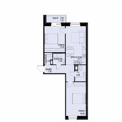 ЖК «iD Svetlanovskiy», планировка 2-комнатной квартиры, 67.48 м²