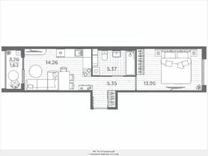 ЖК «Plus Пулковский», планировка 1-комнатной квартиры, 40.56 м²