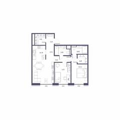 ЖК «Большой 67», планировка 2-комнатной квартиры, 78.56 м²