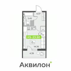 ЖК «Аквилон All in 3.0», планировка студии, 23.50 м²