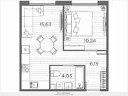 ЖК «Plus Пулковский», планировка 1-комнатной квартиры, 36.05 м²