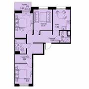 ЖК «ID Кудрово», планировка 3-комнатной квартиры, 67.17 м²