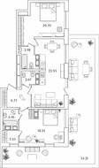 ЖК «БелАрт», планировка 2-комнатной квартиры, 98.86 м²
