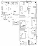 ЖК «БелАрт», планировка 4-комнатной квартиры, 113.23 м²