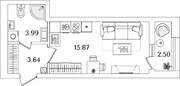 ЖК «БелАрт», планировка студии, 24.75 м²