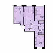 ЖК «ID Кудрово», планировка 3-комнатной квартиры, 69.14 м²