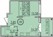 МЖК «Образцовый квартал 13», планировка 1-комнатной квартиры, 39.06 м²