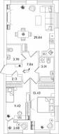 ЖК «БелАрт», планировка 2-комнатной квартиры, 76.41 м²