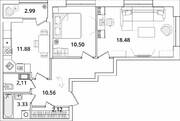 ЖК «БелАрт», планировка 2-комнатной квартиры, 60.48 м²