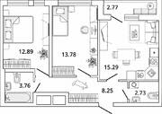 ЖК «Master Place», планировка 2-комнатной квартиры, 58.09 м²