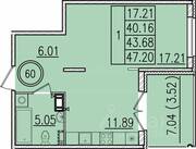 МЖК «Образцовый квартал 13», планировка 1-комнатной квартиры, 40.16 м²