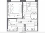 ЖК «Plus Пулковский», планировка 1-комнатной квартиры, 35.63 м²