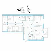 ЖК «Lotos Club», планировка 3-комнатной квартиры, 105.90 м²