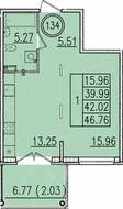 МЖК «Образцовый квартал 13», планировка 1-комнатной квартиры, 39.99 м²