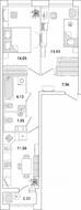 ЖК «БелАрт», планировка 2-комнатной квартиры, 53.79 м²