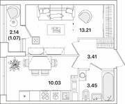 ЖК «Академик», планировка 1-комнатной квартиры, 31.17 м²