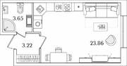 ЖК «БелАрт», планировка студии, 30.73 м²
