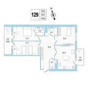 ЖК «Lotos Club», планировка 3-комнатной квартиры, 104.60 м²