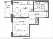 ЖК «Plus Пулковский», планировка 1-комнатной квартиры, 32.28 м²