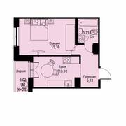 ЖК «ID Кудрово», планировка 1-комнатной квартиры, 35.63 м²