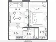 ЖК «Plus Пулковский», планировка 1-комнатной квартиры, 37.32 м²