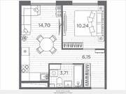 ЖК «Plus Пулковский», планировка 1-комнатной квартиры, 34.80 м²