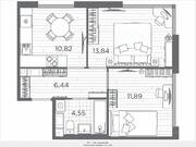 ЖК «Plus Пулковский», планировка 2-комнатной квартиры, 47.54 м²